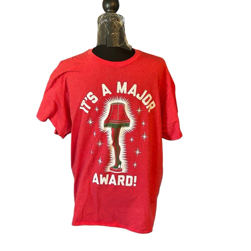 Christmas Story Mens Large T-Shirt “It’s A Major Award” Leg Lamp Short Sleeve